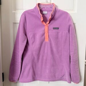 Columbia Lavender Fleece pullover with Coral Trim